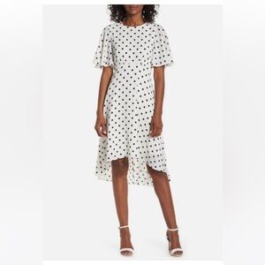 EUC ELIZA J White Polka Dot Dress SIZE 4
